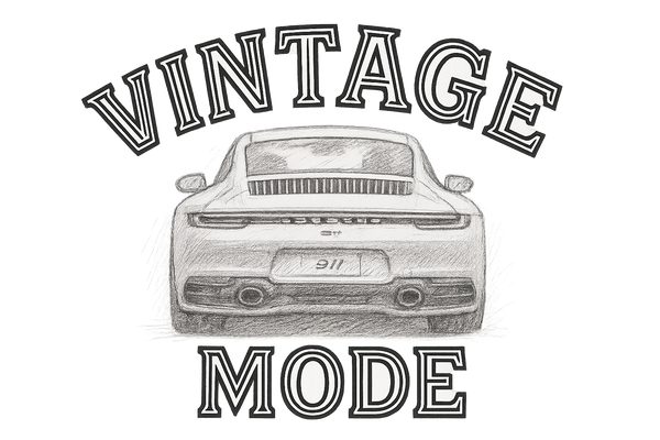 Vintage Mode Logo with Modern Porsche